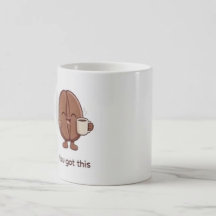 Personaje de grano de café confiado
