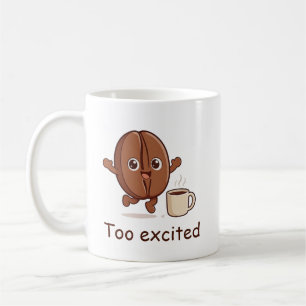 Taza De Café Personaje de grano de café lindo demasiado emocion