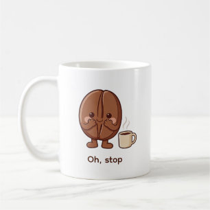 Taza De Café Personaje de grano de café lindo y socialmente sob