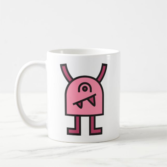 Taza De Café Personaje de monstruo rosa divertido (Izquierda)