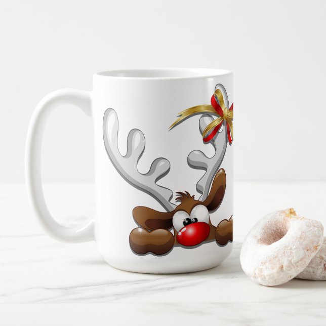 Taza De Café Personaje de Navidades divertidos y desconcertados (Con donut)