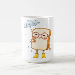 Taza De Café Personaje de Pan Adorable con Paraguas – Lluvia Ac