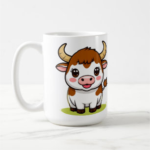 Taza De Café Personaje de toro de dibujos animados lindo con ex