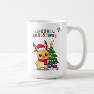 Taza De Café Personaje Kawaii de Navidad   Arte festivo para An