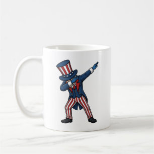 Taza De Café Personaje Patriótico Dabbing Diseño Vector Vintage