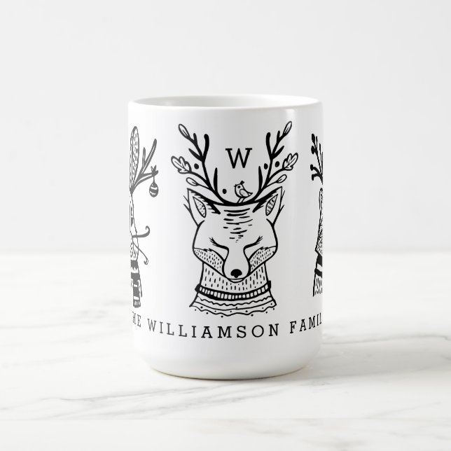 Taza De Café Personajes de la familia de animales de bosque de  (Centro)