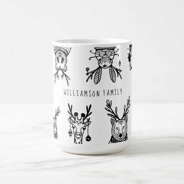 Taza De Café Personajes de la familia de animales de bosque de  (Centro)