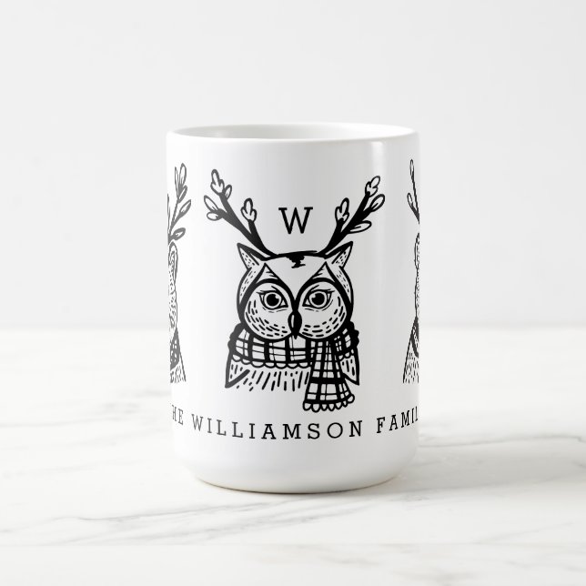 Taza De Café Personajes de la familia de animales de bosque de  (Centro)