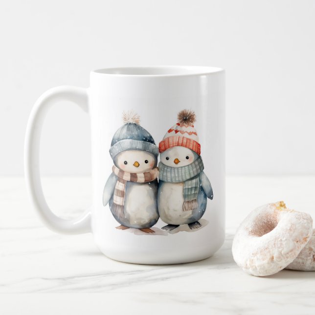 Taza De Café Personajes del navidad Penguin Coffee Mug (Con donut)