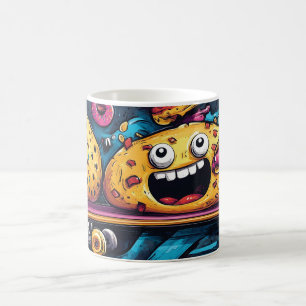Taza De Café Personajes gastronómicos de estilo graffiti en la 