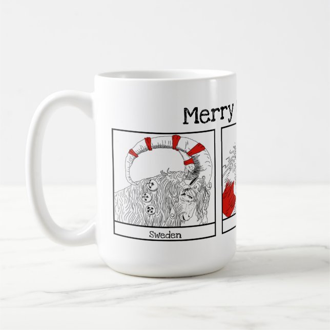 Taza De Café Personajes navidades alrededor del Ilustracion mun (Izquierda)