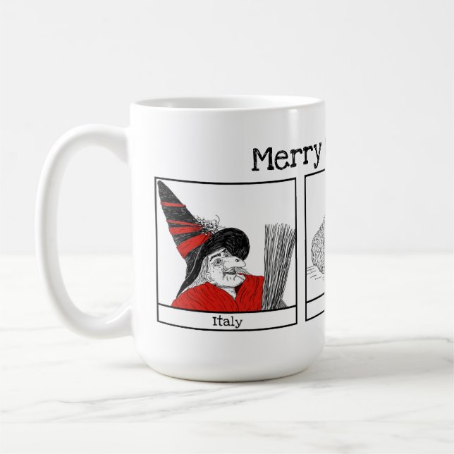 Taza De Café Personajes navidades alrededor del Ilustracion mun (Izquierda)
