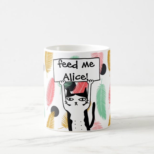 Taza De Café Personalice con el gato divertido conocido me (Centro)