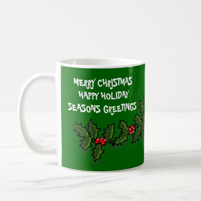 Taza De Café Personalice el saludo a los Navidades Holiday Coff (Izquierda)
