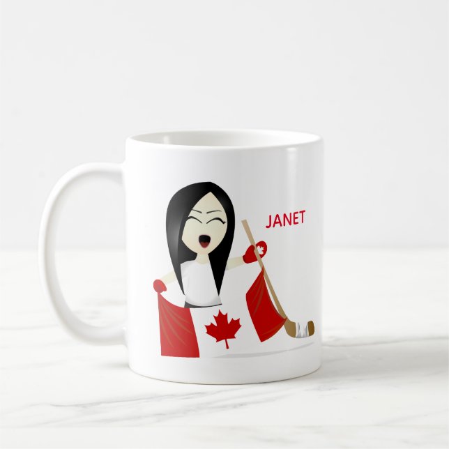 Taza De Café Personalice la fan femenina del dibujo animado de (Izquierda)
