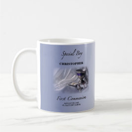 Taza De Café Personalice, niño, primera comunión azul