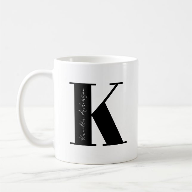 Taza De Café Personalice su nombre Comenzar con la letra K (Izquierda)
