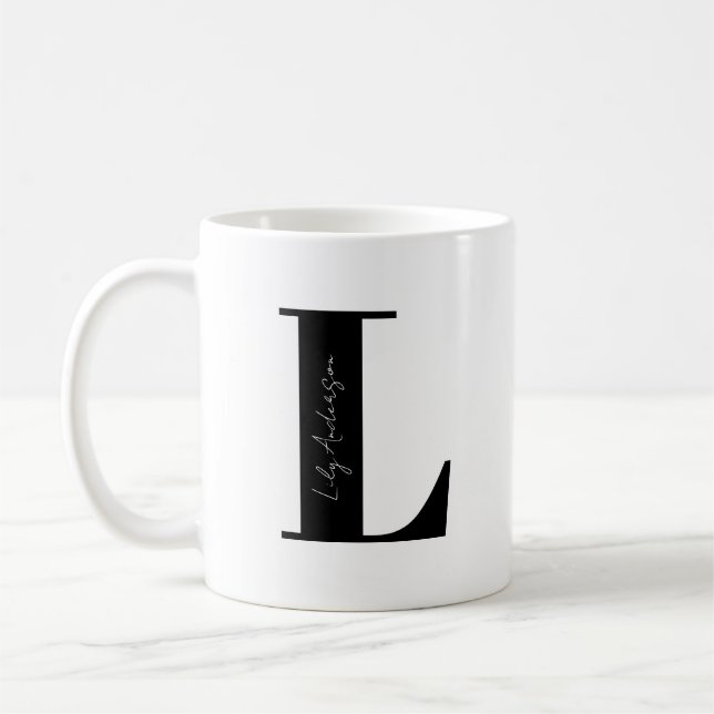 Taza De Café Personalice su nombre Comenzar con la letra L (Izquierda)