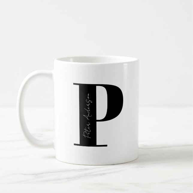 Taza De Café Personalice su nombre Comenzar con la letra P (Izquierda)