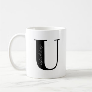 Taza De Café Personalice su nombre Comenzar con la letra U