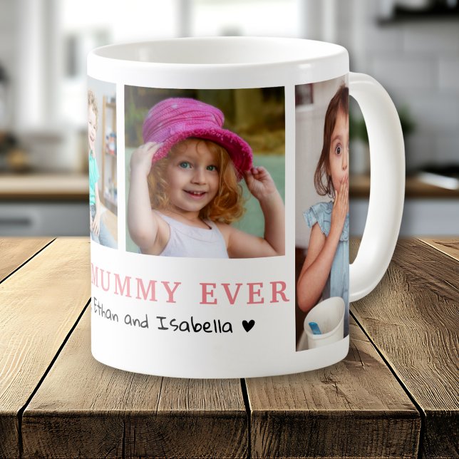 Taza De Café Personalised Best Mummy Ever 4 Photo Collage  (Subido por el creador)