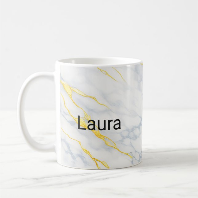 Taza De Café Personalised Mug Gold Veining Effect Custom Mug  (Izquierda)