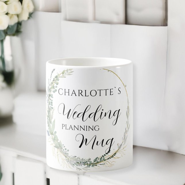 Taza De Café Personalisierbar- Wedding-Planning-Mug     (Customer specific, floral "Wedding-Planning-Mug". Coffee Mug, with the name of the Bride..)