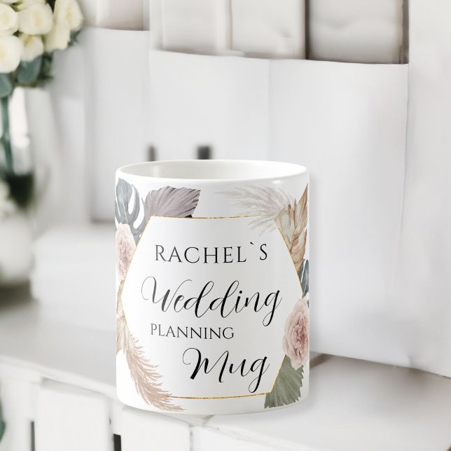 Taza De Café Personalisierbar- Wedding-Planning-Mug    (Customer specific, boho, floral "Wedding-Planning-Mug". Coffee Mug, with the name of the Bride..)
