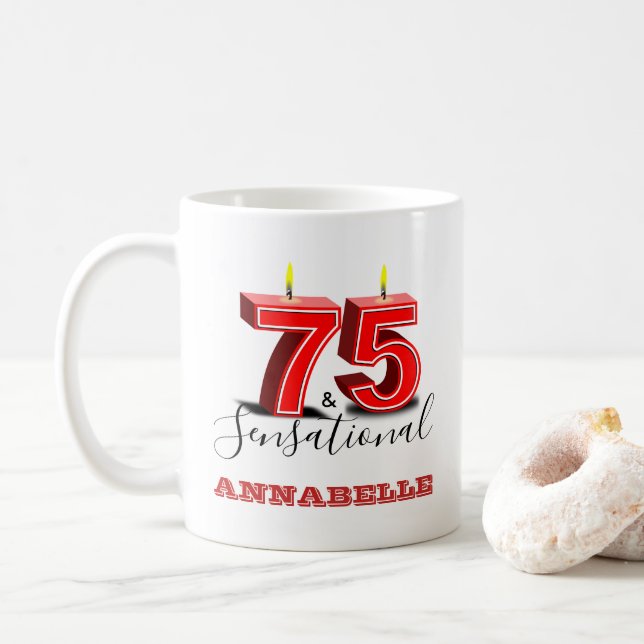 Taza De Café Personaliza 75 y 75 años de SENSACIÓN (Con donut)