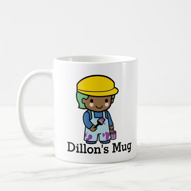Taza De Café Personaliza a un niño artista con pintura violeta (Izquierda)