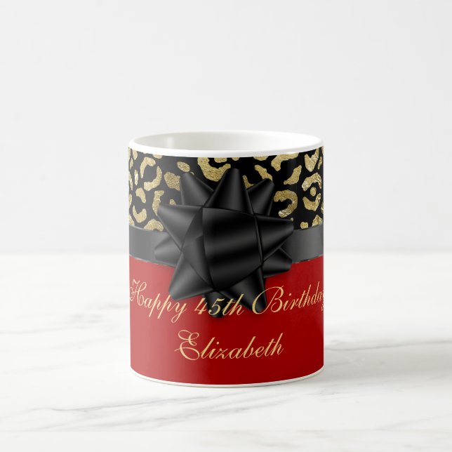 Taza De Café Personaliza el cumpleaños de impresión del Leopard (Centro)