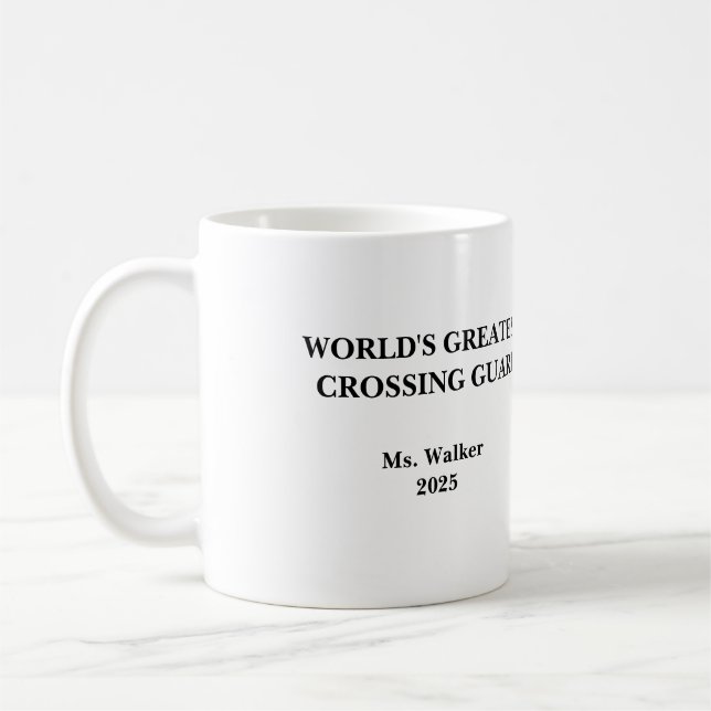 Taza De Café Personaliza el guardia de cruce escolar (Izquierda)
