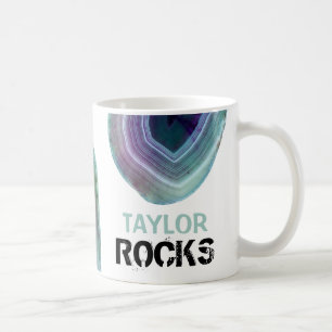 Taza De Café *~* Personaliza el nombre ROCKS Magneta Pastels Ve
