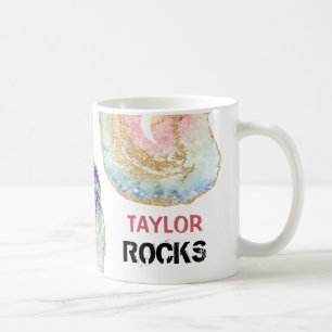 Taza De Café *~* Personaliza el nombre ROCKS Pastels Blue Purpu