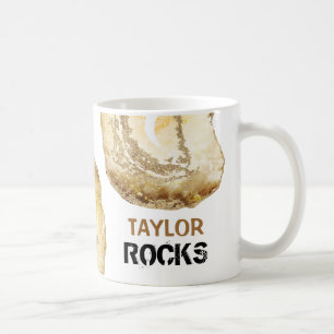 Taza De Café *~* Personaliza el nombre ROCKS Purpurina dorado a