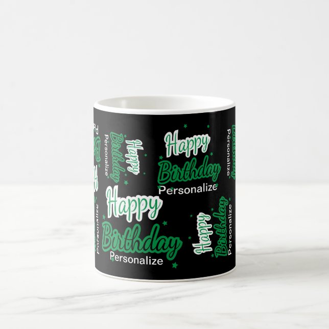 Taza De Café Personaliza Feliz Cumpleaños - Verde (Centro)