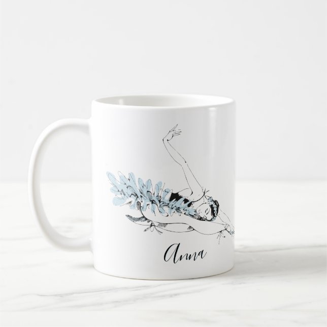 Taza De Café Personaliza la estirada de Ballerina en azul (Izquierda)