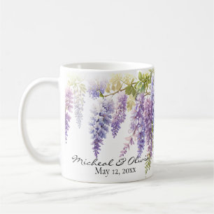 Taza De Café Personaliza la glicinia morada de la coloración fl