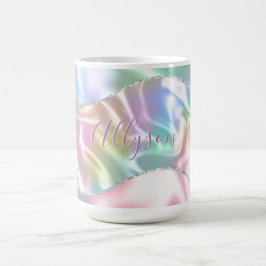 Taza De Café Personaliza Nombre Escritura Morada, Ola Iridescen