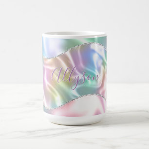 Taza De Café Personaliza Nombre Escritura Morada, Ola Iridescen