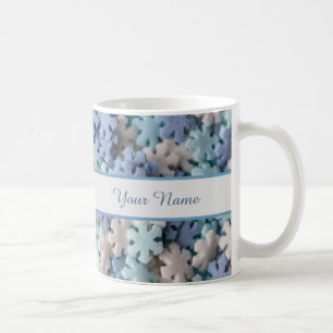 Taza De Café Personaliza una manija noble de navidades con copo
