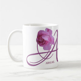 Taza De Café Personalizable Abigail nombre flores rosadas boho