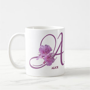 Taza De Café Personalizable Alicia nombre rosa rosa floral lind