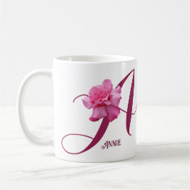 Taza De Café Personalizable Annie nombre bonito rosa floral