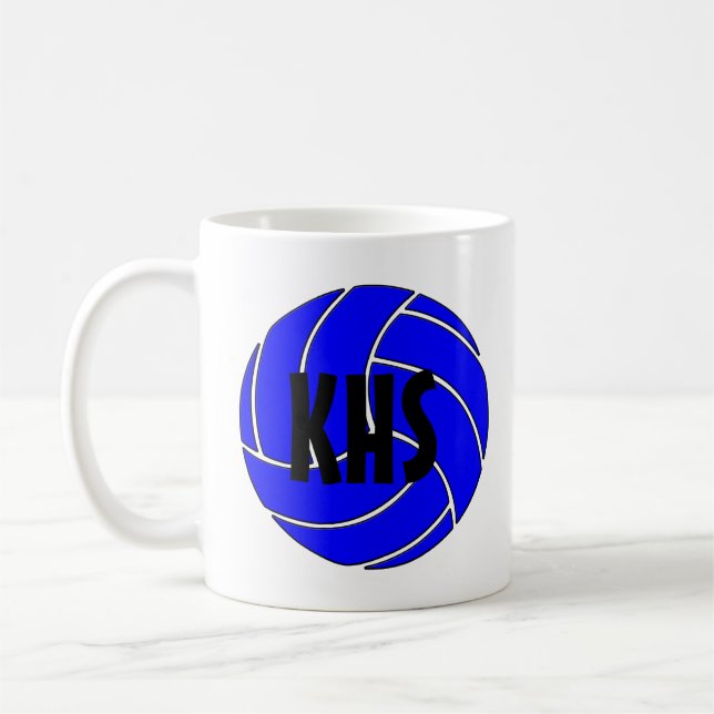 Taza De Café Personalizable Azul Voleibol Café Mug (Izquierda)