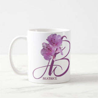 Taza De Café Personalizable Beatrice nombre bonito rosa floral