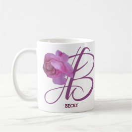 Taza De Café Personalizable Becky nombre flores rosadas boho