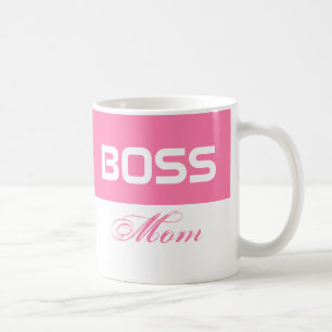 Taza De Café Personalizable BOSS MOM diseño de texto humorístic