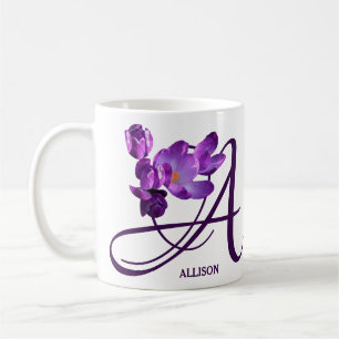 Taza De Café Personalizable caliente flores de primavera púrpur