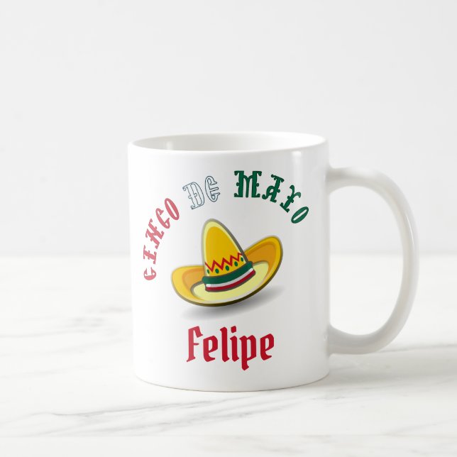 Taza De Café Personalizable Cinco de Mayo 5 Fiesta (Derecha)